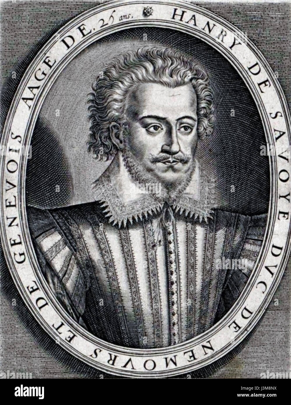 Henri Ier de Savoie, duc de Nemours, était un noble de la Maison de Savoie, et cette image est probablement une version recadrée d'un portrait historique de lui. Banque D'Images