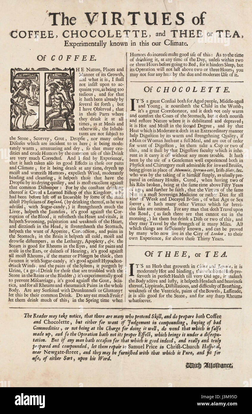 Le Houghton EB65.A100.B675b v.2 est un volume de la collection Houghton Library qui contient une référence notable au café. Le texte fournit un regard scientifique sur l'impact historique et culturel de coffeeâ€™ sur la société. Banque D'Images