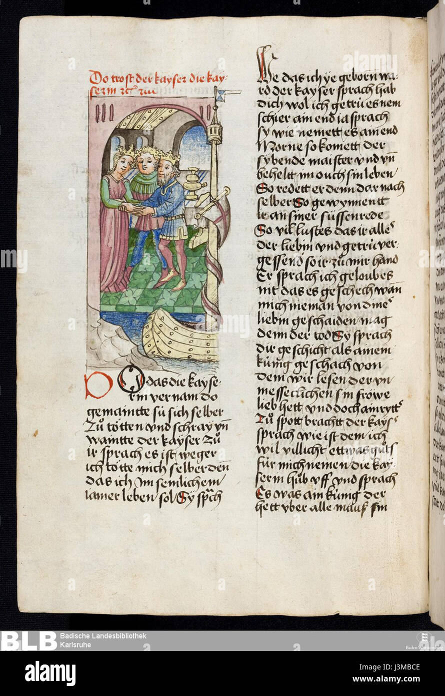 'Gesta Romanorum' est une collection de contes médiévaux, et ce manuscrit de Donaueschingen contient des histoires de l'époque romaine, offrant des leçons morales et des récits historiques. Banque D'Images