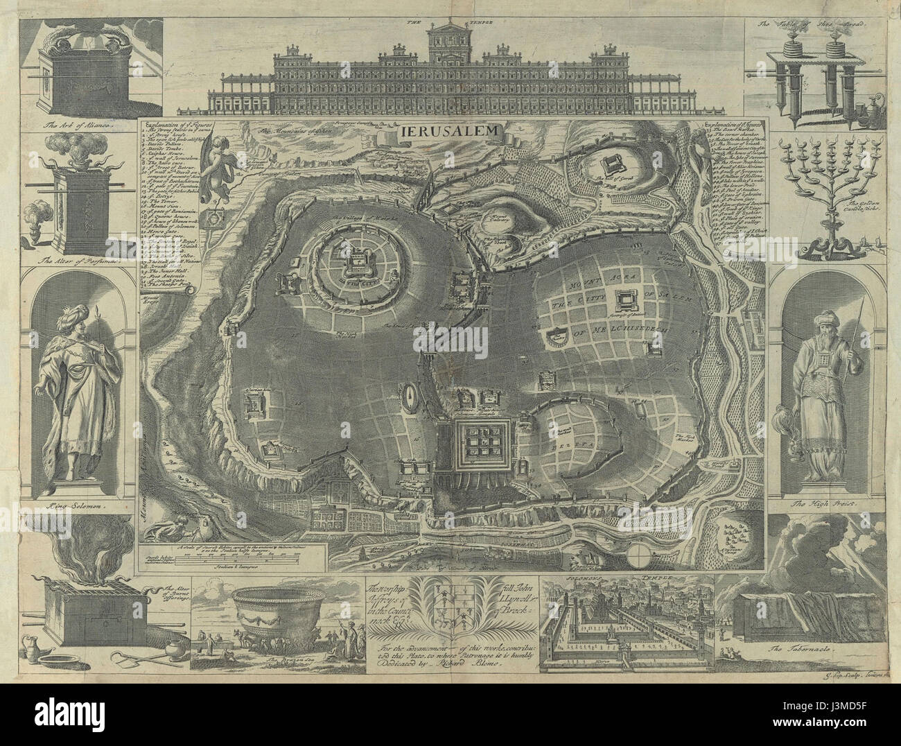 Ierusalem dédié par Richard Blome. J. sculptures du pids Banque D'Images