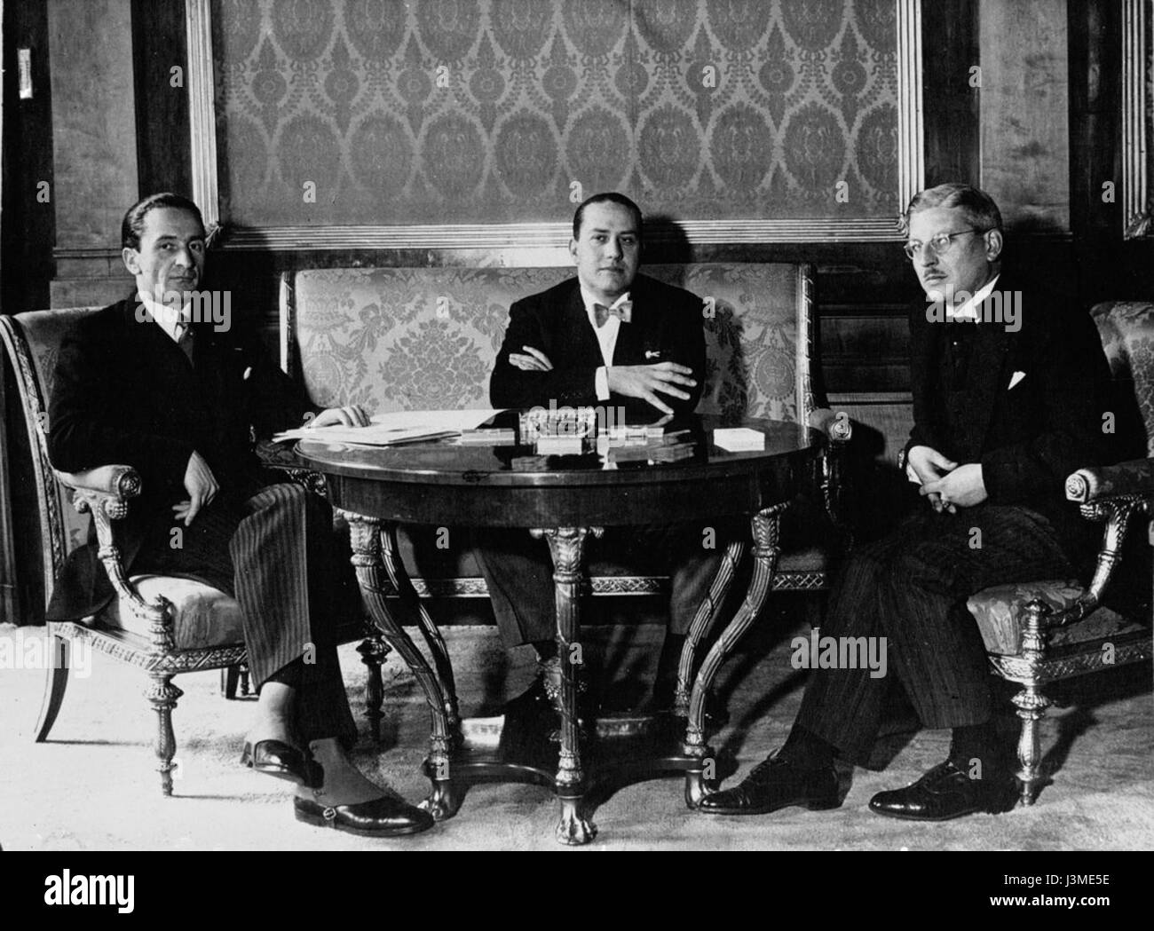 Guido Schmidt, Galeazzo Ciano, Kurt von Schuschnigg, 1936 Banque D'Images