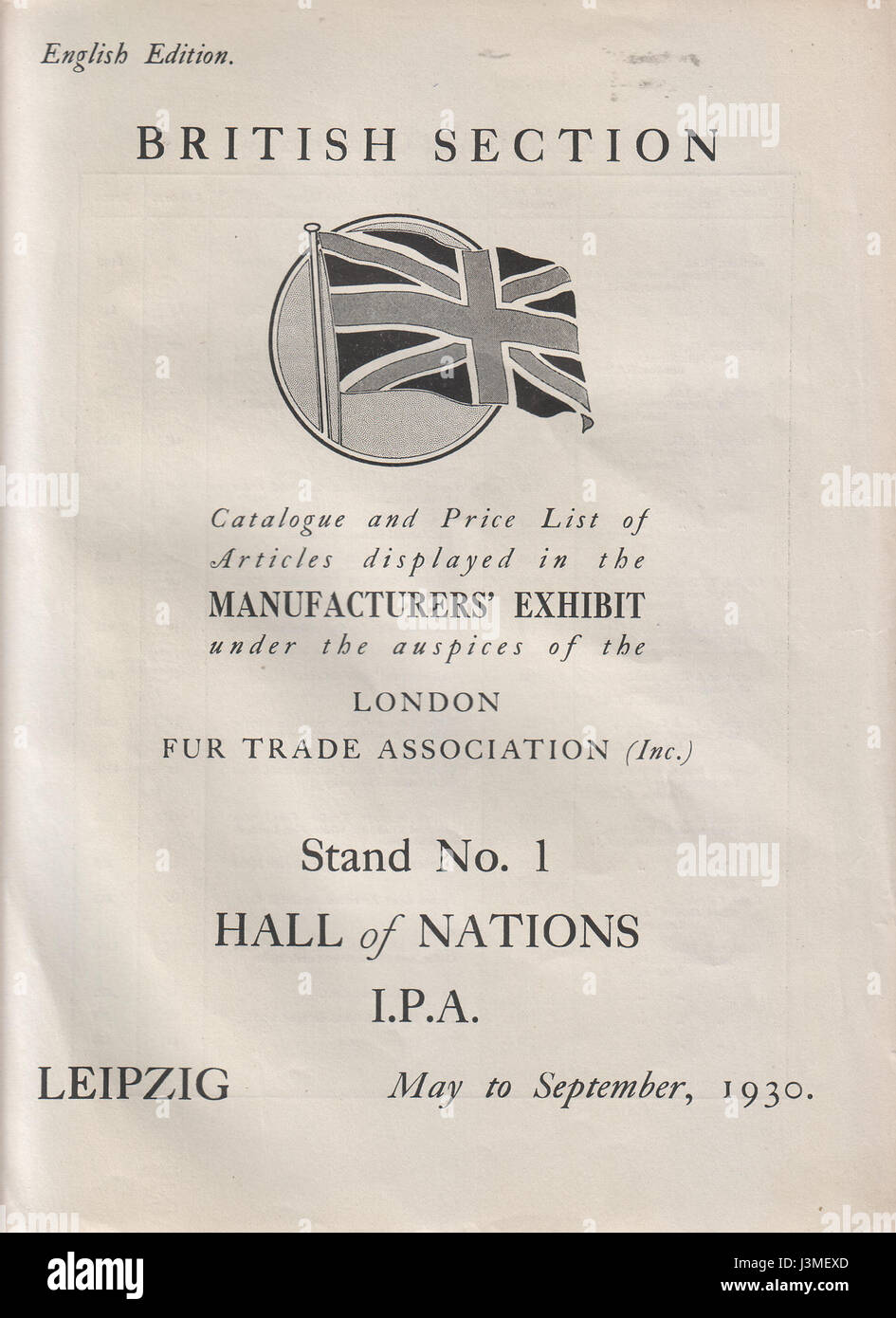 I.P.A., exposition internationale du commerce de la fourrure à Leipzig 1930 (le catalogue (1) Banque D'Images