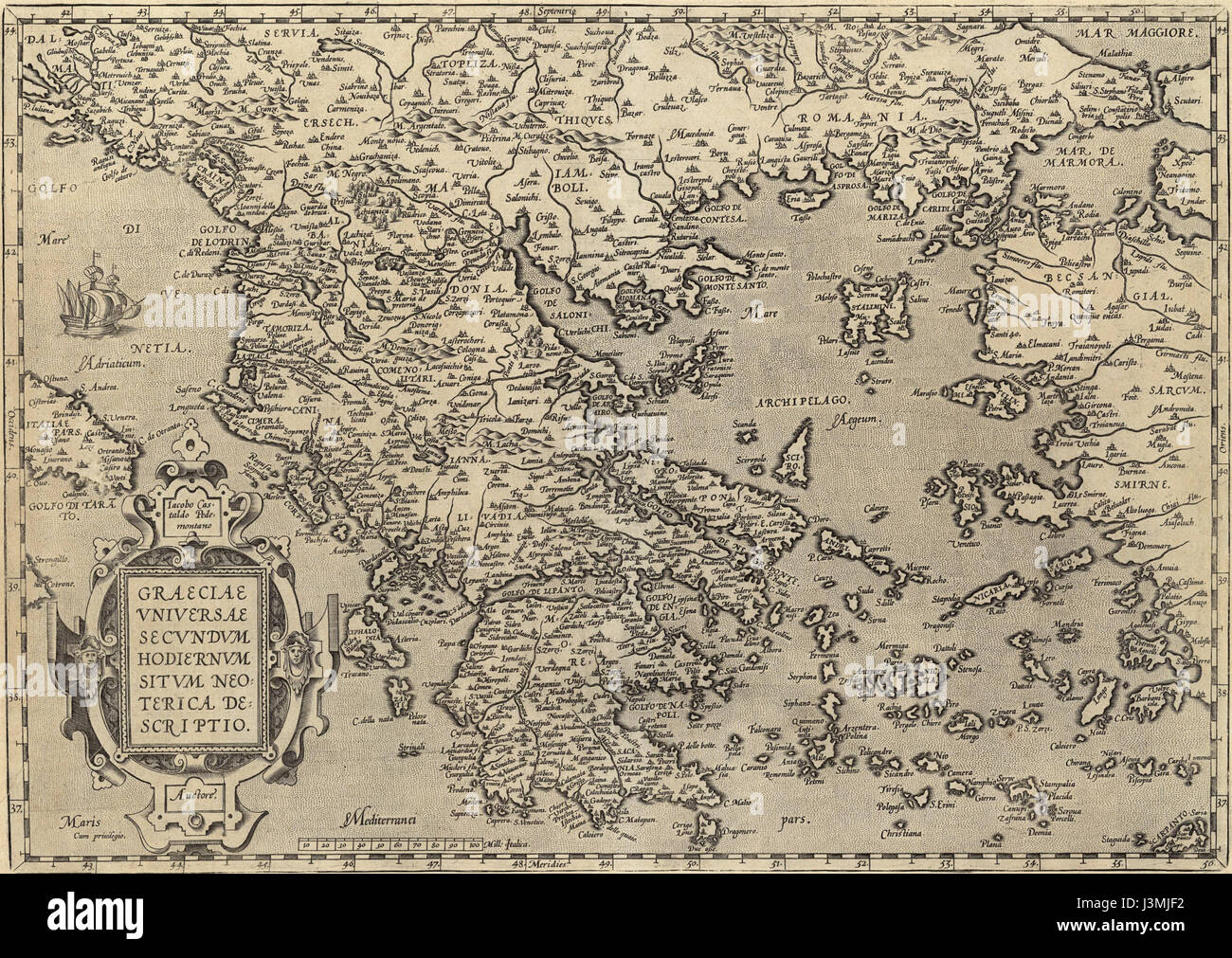 Graeciae 16ème siècle plan de la Grèce Banque D'Images