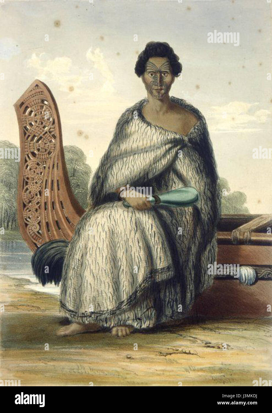Hiko, le fils de Te Koupé Pehi Tupai (CUPA). Dessiné par Charles Heaphy, Day & Haghe. Londres, Smith, Elder 1845 Banque D'Images