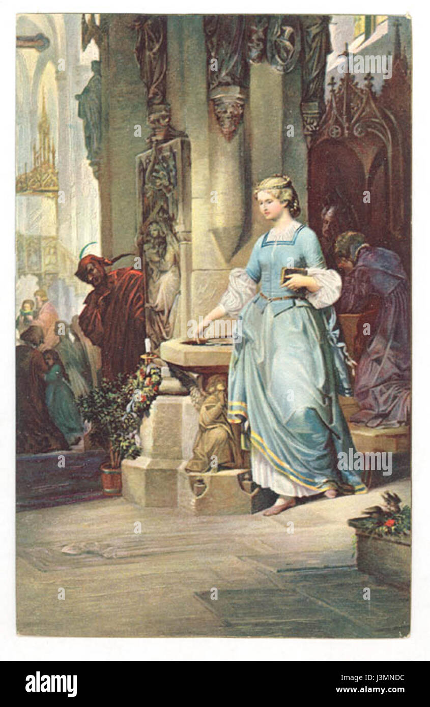 Gretchen dans der Kirche August von Kreling Banque D'Images