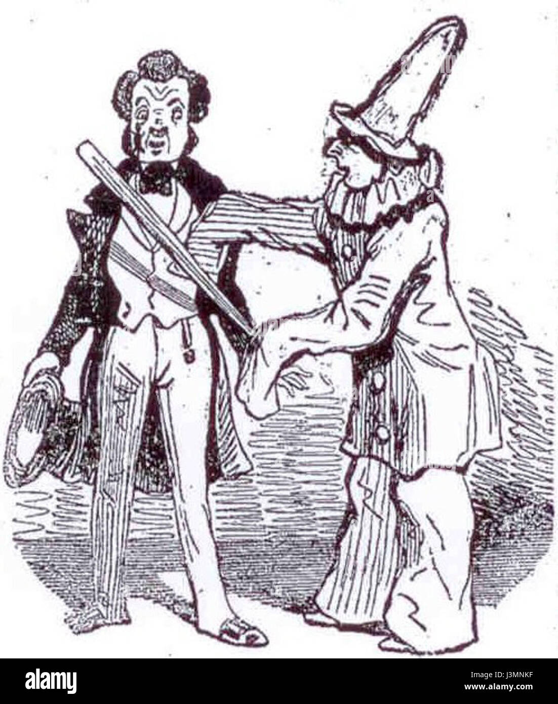 Grenouille et Pierrot par Cham 1850 Banque D'Images