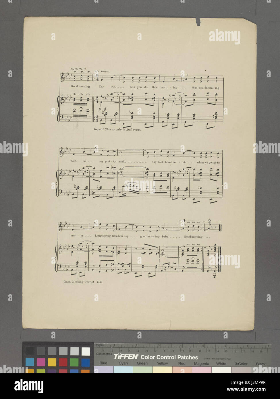 L'image 'Bonjour Carrie !' Est un exemple notable de la collection de la bibliothèque publique de New York. Il date du début du XXe siècle et représente la vie personnelle et quotidienne de l'époque, capturant un moment dans le temps avec une charmante simplicité. Banque D'Images