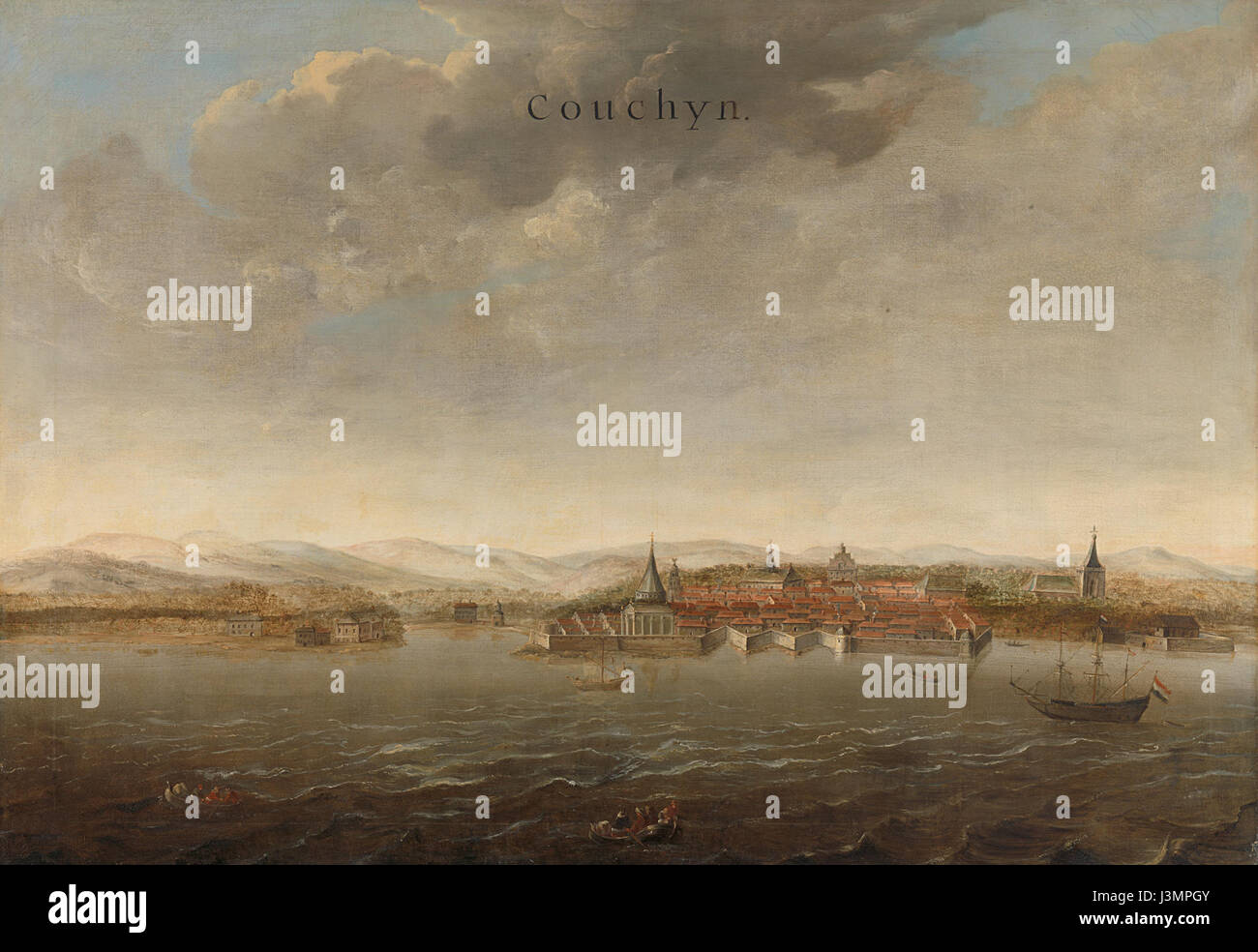 Gezicht op Cochin aan de kust van Malabar en Inde Rijksmuseum SK UN 4471 Banque D'Images