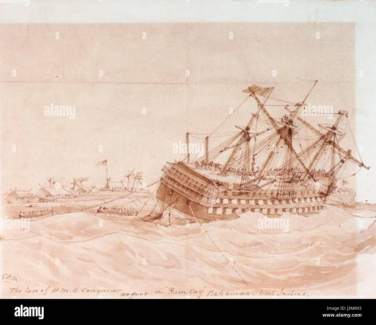 Le HMS Conqueror, un navire de guerre britannique, a fait naufrage pendant son service, marquant un événement important dans l'histoire navale. Banque D'Images