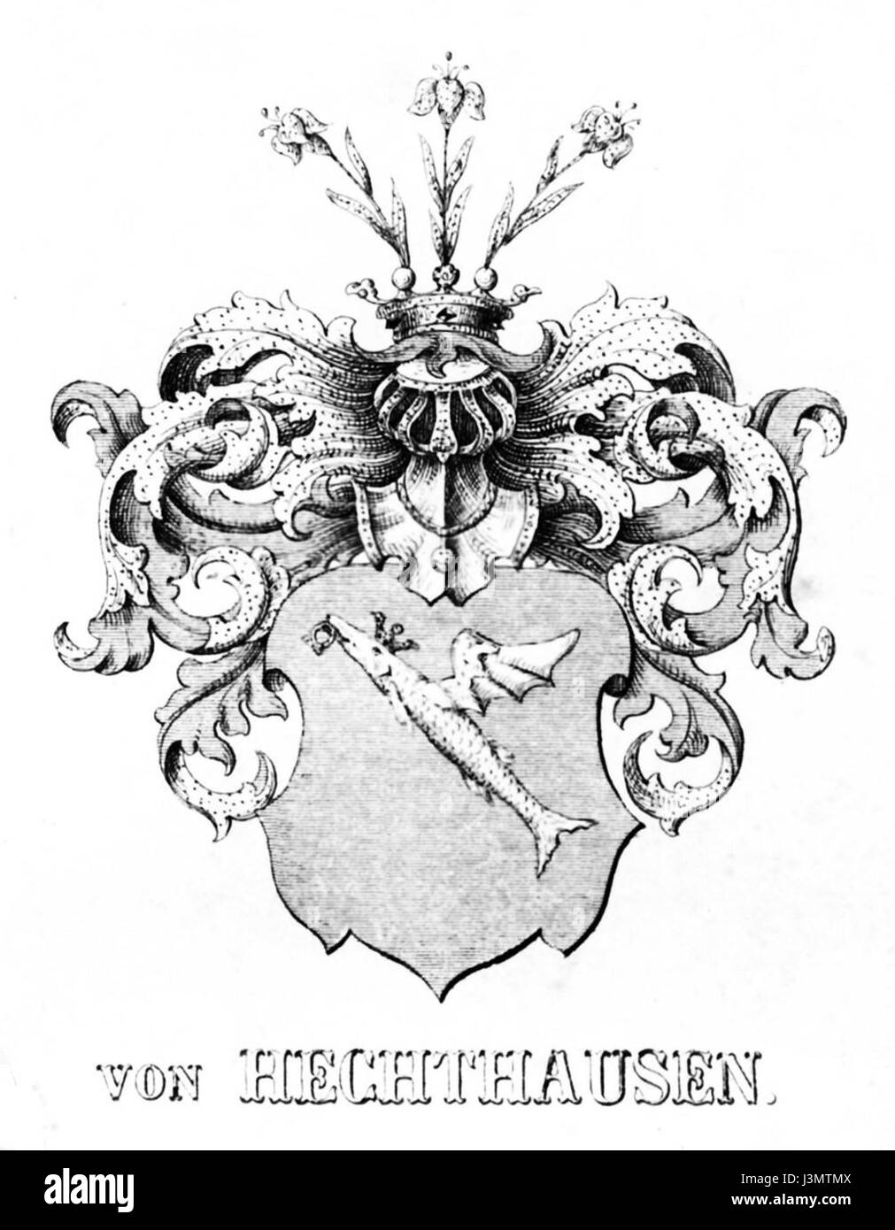 Le Wappen de Hechthausen fait référence aux armoiries de Hechthausen, une ville de basse-Saxe, en Allemagne. Les armoiries sont un symbole important de l'identité et du patrimoine locaux. Banque D'Images