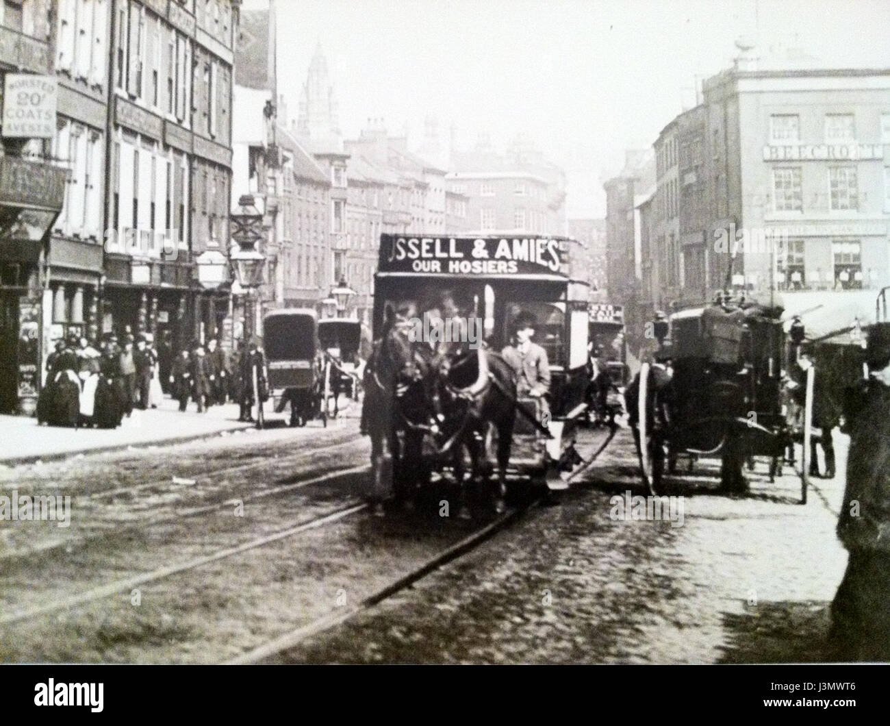 Tram à cheval sur une ligne longue, Nottingham Banque D'Images