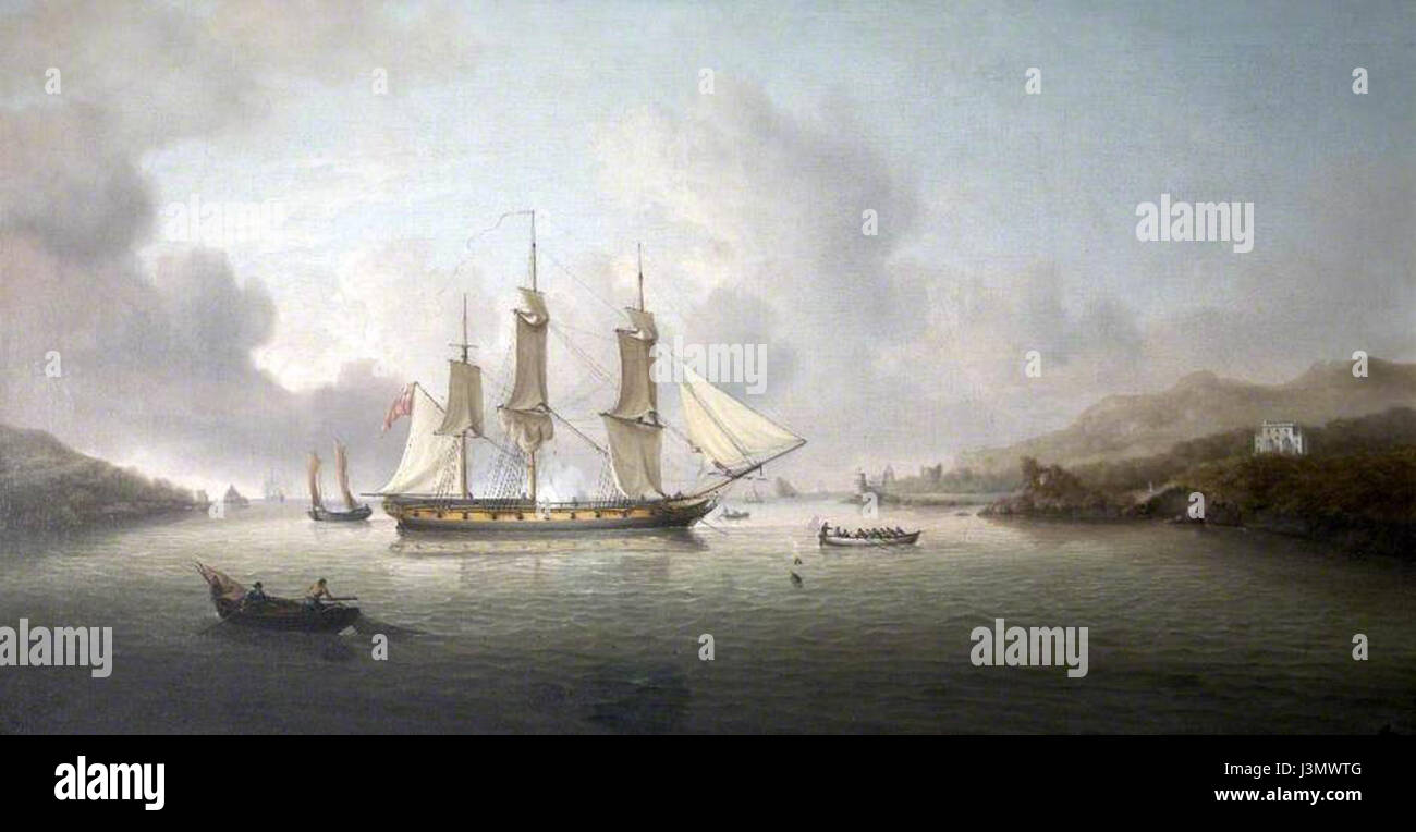 Le HMS Enchantress était un brick-sloop de la Royal Navy britannique lancé en 1804, connu pour son service pendant les guerres napoléoniennes. Il a participé à diverses opérations navales et a joué un rôle dans l'histoire maritime britannique. Banque D'Images