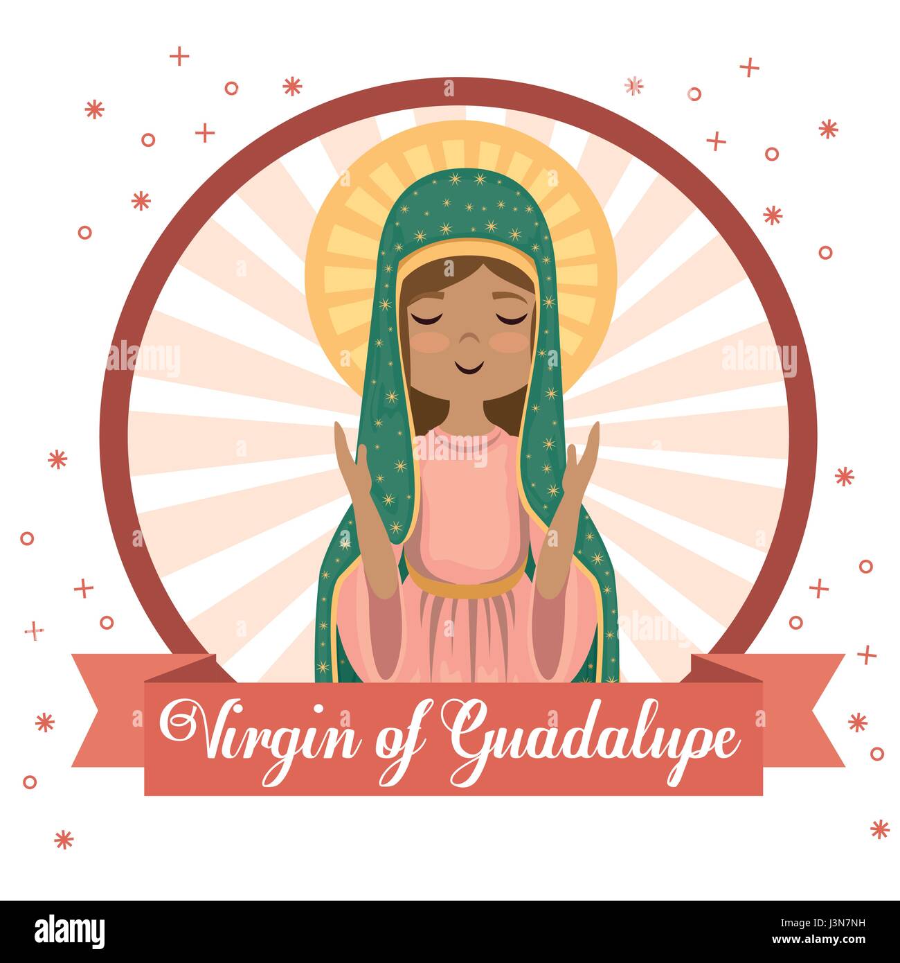 Sainte Vierge de Guadalupe carte religieuse Illustration de Vecteur