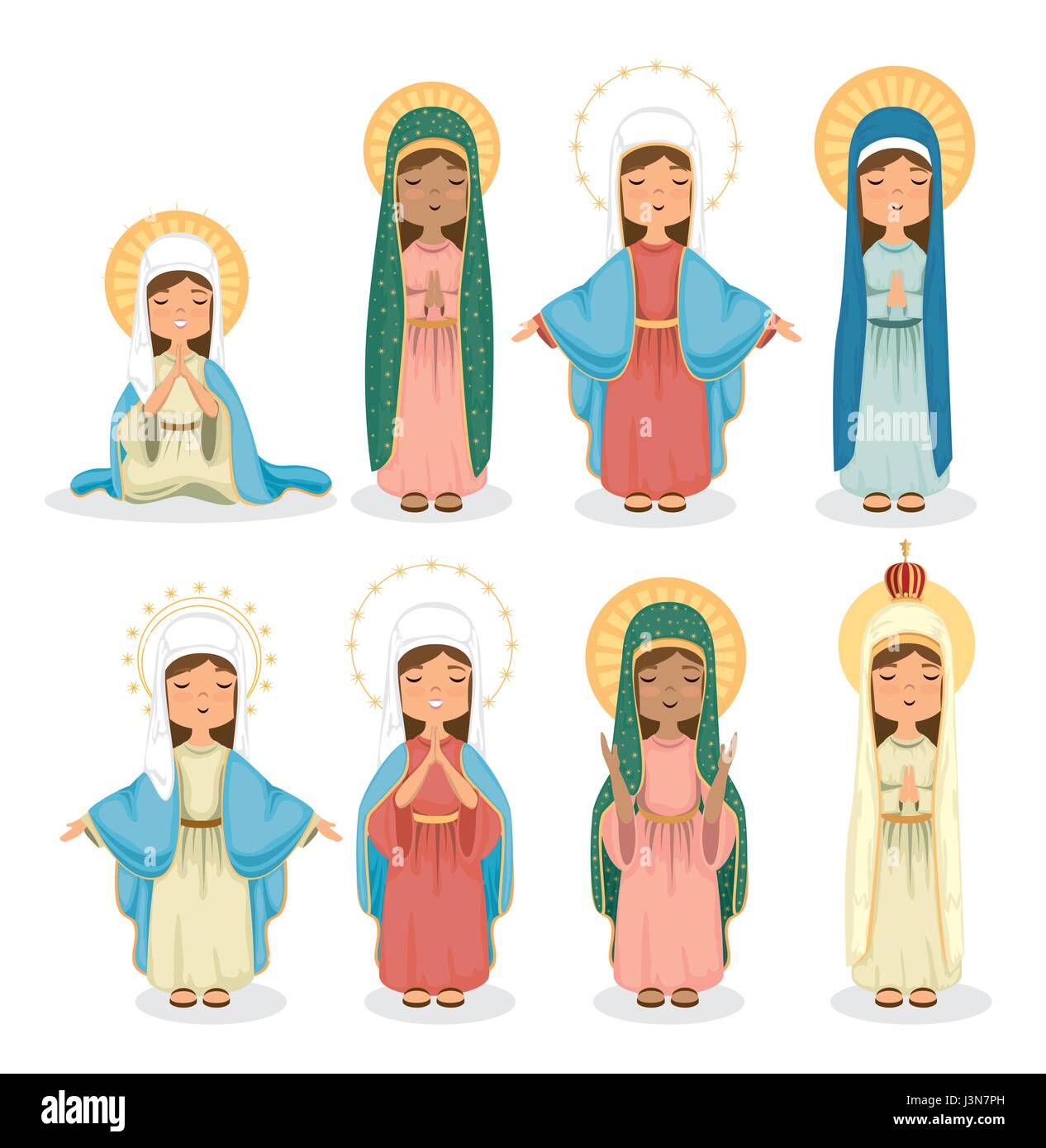 Vierges sainte carte religieuse groupe Illustration de Vecteur