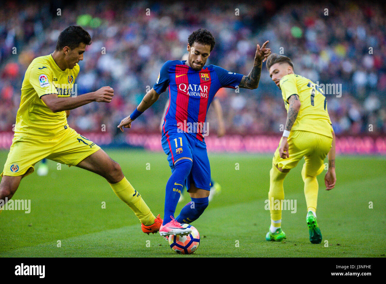 Barcelone, Espagne. 06 mai, 2017. 6 mai 2017 : Neymar jr de FC Barcelone pendant le match entre le FC Barcelone vs Villarreal CF, pour le cycle 36 de la Liga Santander, joué au Camp Nou, Barcelona, Espagne, Espagne. Foto : Cronos/Urbanandsport/Alamy Live News Banque D'Images