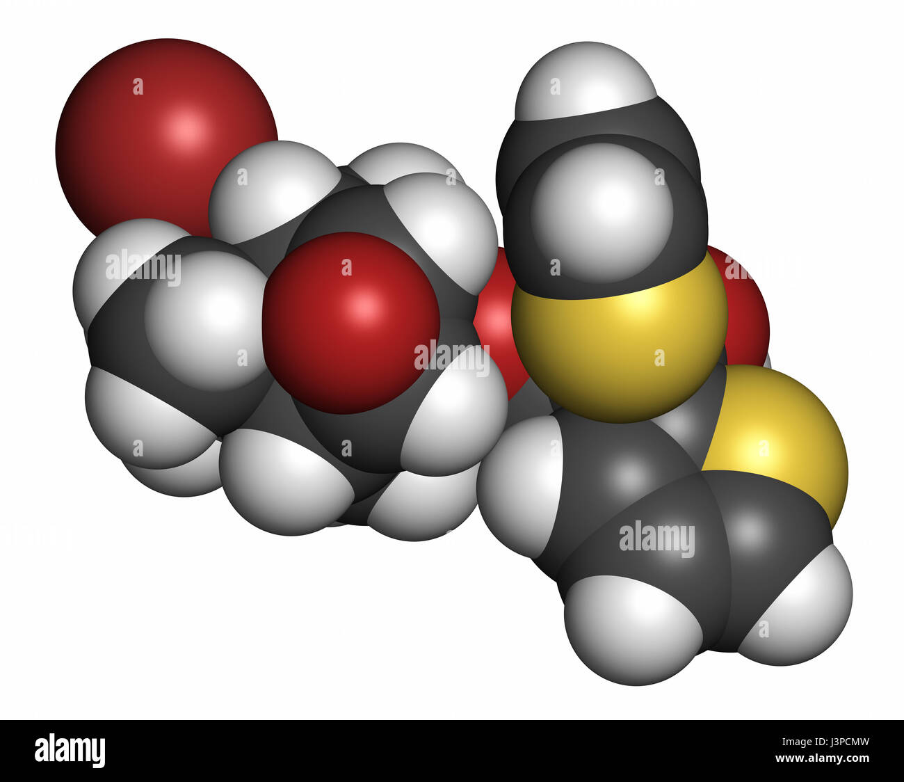 Bromure de tiotropium la bronchopneumopathie chronique obstructive (BPCO) molécule pharmaceutique. Les atomes sont représentés comme des sphères classiques avec codage couleur : hydrog Banque D'Images