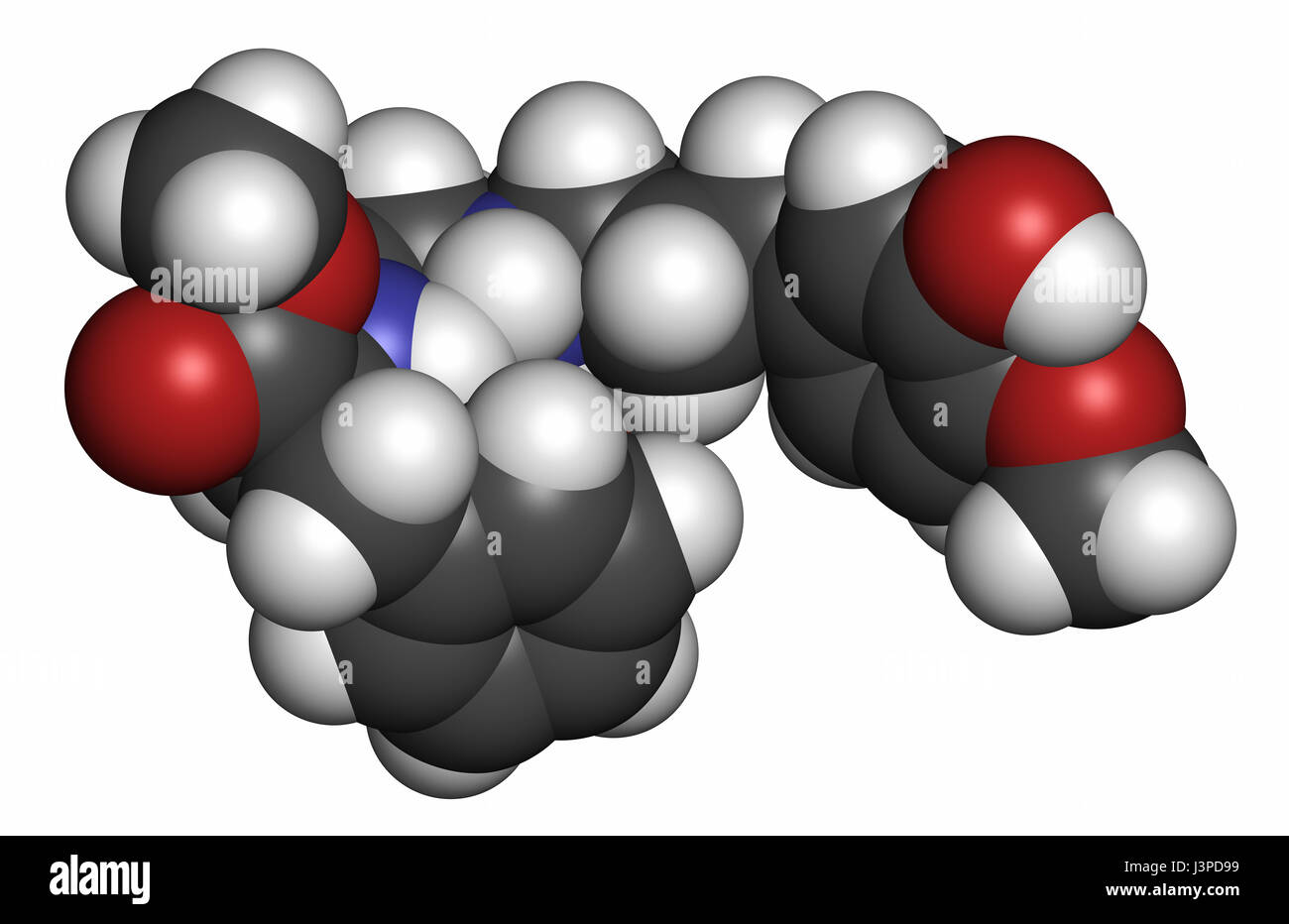 Advantame (E969) substitut du sucre molécule. Les atomes sont représentés comme des sphères classiques avec codage couleur : blanc (hydrogène), carbone (gris), de l'oxygène ( Banque D'Images