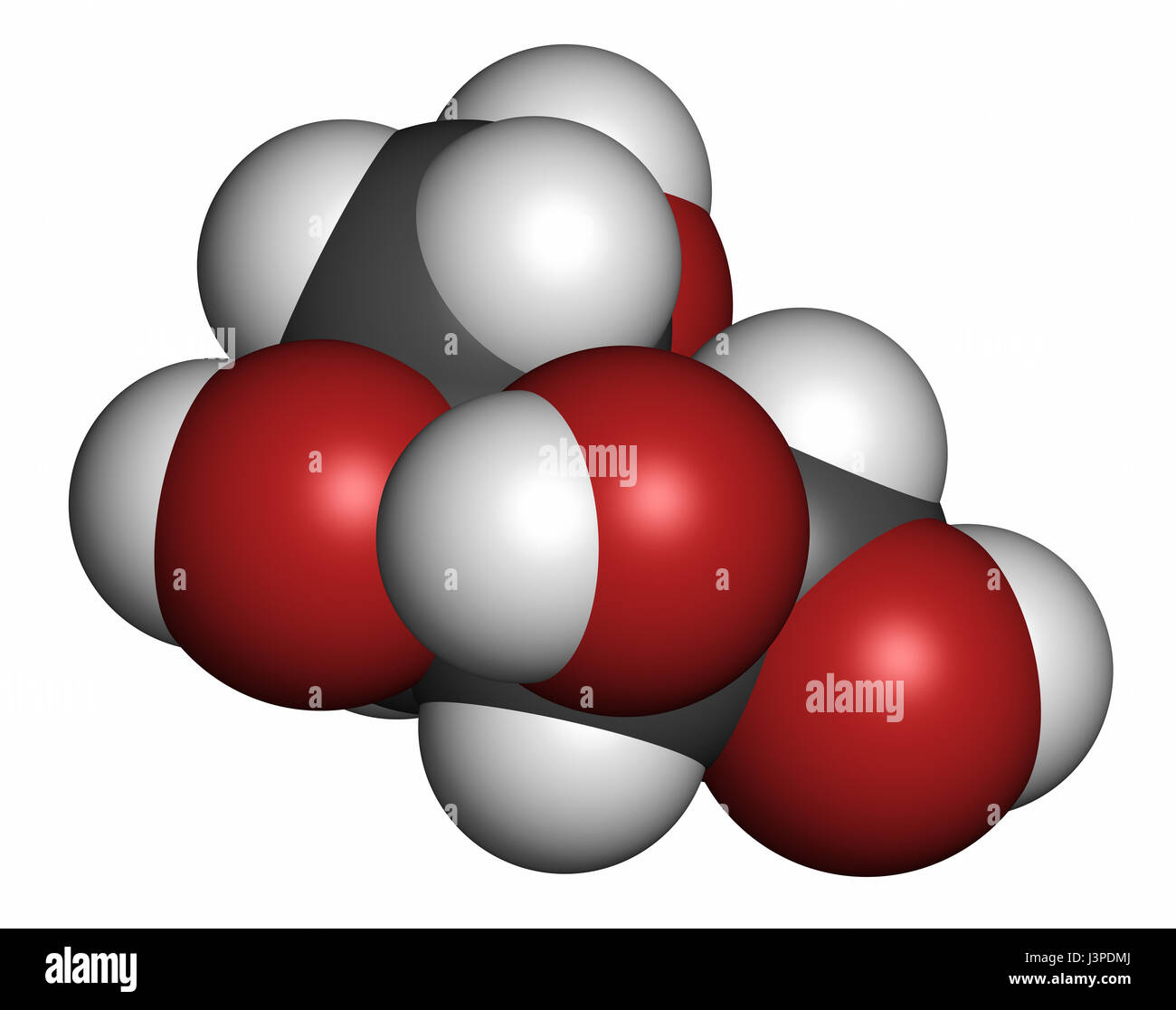L'érythritol édulcorant non calorique molécule. Les atomes sont représentés comme des sphères classiques avec codage couleur : blanc (hydrogène), carbone (gris), l'oxygène (r Banque D'Images