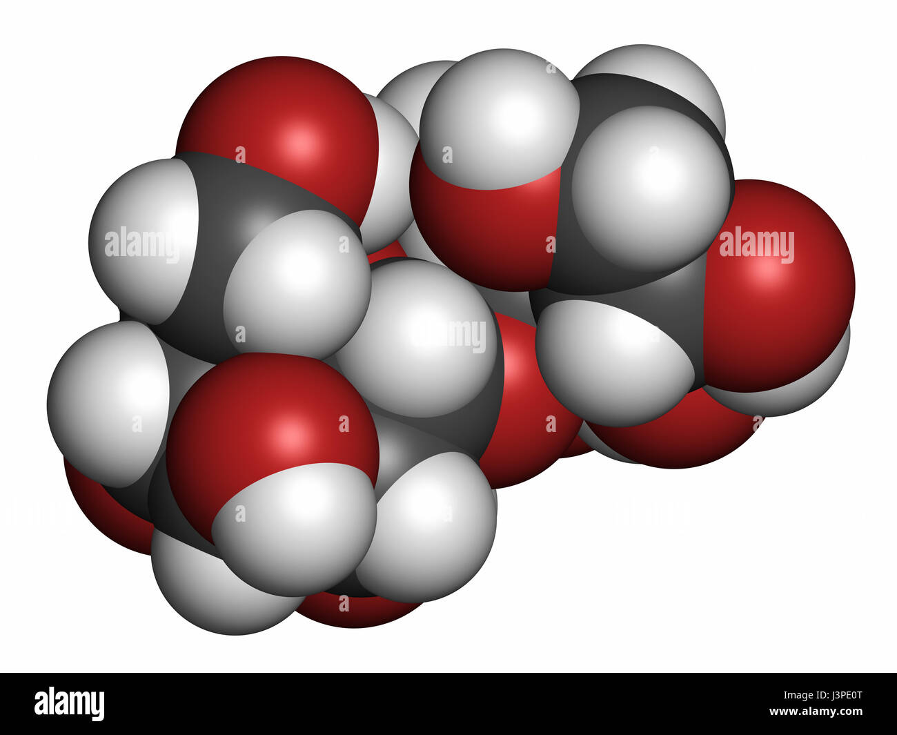 Le maltitol édulcorant sucre molécule d'alcool. Les atomes sont représentés comme des sphères classiques avec codage couleur : blanc (hydrogène), carbone (gris), l'oxygène (r Banque D'Images