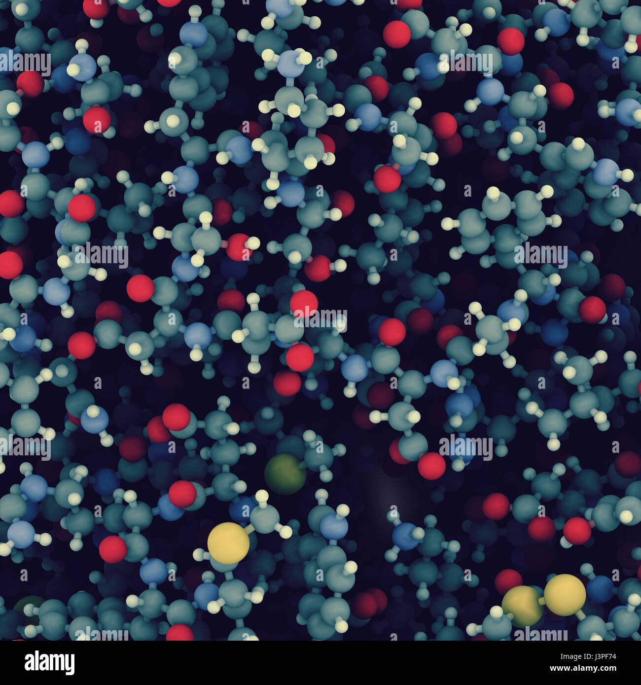 Au niveau atomique vue détaillée de la protéine alpha-galactosidase (Agalsidase). Cause de la maladie de Fabry. Administré comme traitement enzymatique de substitution. Les atomes Banque D'Images