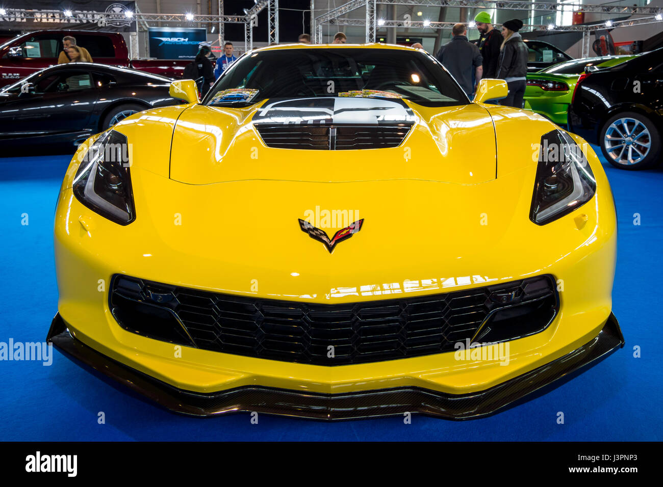 STUTTGART, ALLEMAGNE - Mars 03, 2017 : voiture de sport Chevrolet Corvette Z06, 2017. Plus grand d'Europe Exposition de voitures classiques 'RETRO' classiques Banque D'Images