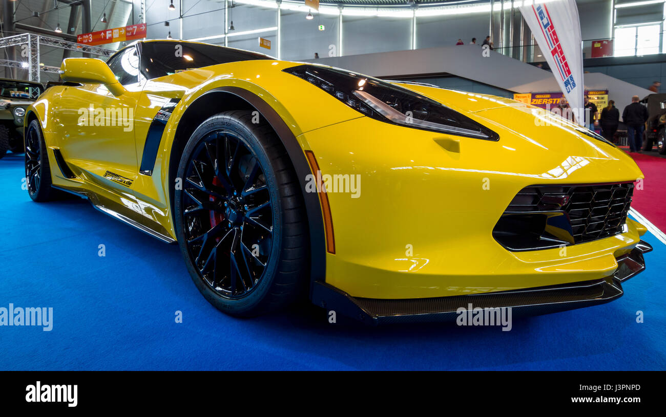 STUTTGART, ALLEMAGNE - Mars 03, 2017 : voiture de sport Chevrolet Corvette Z06, 2017. Plus grand d'Europe Exposition de voitures classiques 'RETRO' classiques Banque D'Images