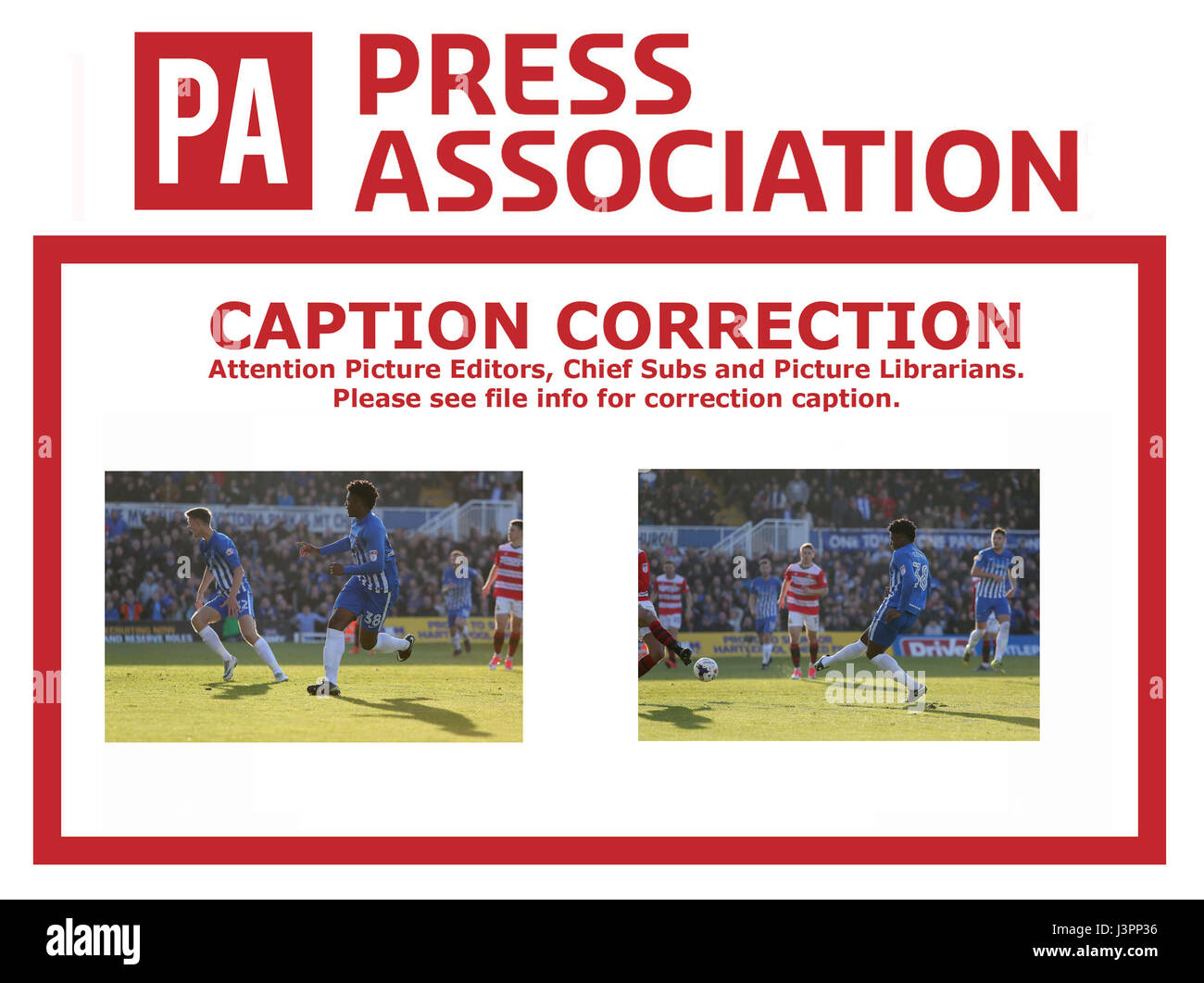 Rédacteurs VEUILLEZ NOTER LA CORRECTION D'OBJECTIF PREMIER BUT Hartlepool's Devante Rodney marque son premier but de côtés du jeu pendant le Sky Bet League Deux match au stade d'alimentation et de gaz du Nord, Hartlepool. Banque D'Images