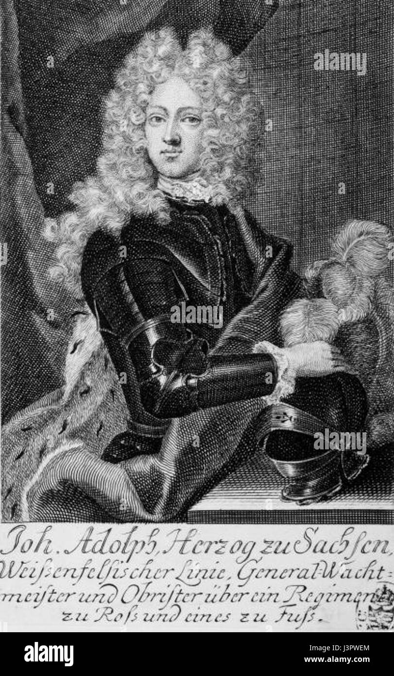 Jean-Adolphe II de Saxe-Weissenfels était un prince allemand, connu pour son rôle au XVIIe siècle dans le duché de Saxe-Weissenfels. Son règne et ses contributions à la région font partie de l'histoire allemande. Banque D'Images