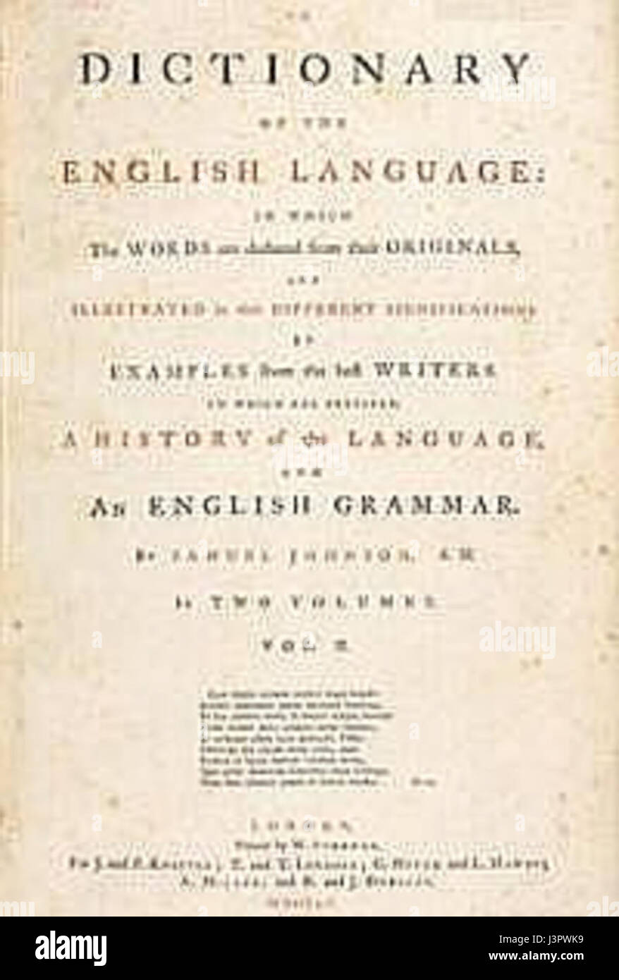 Dictionnaire de Johnson3 Banque D'Images