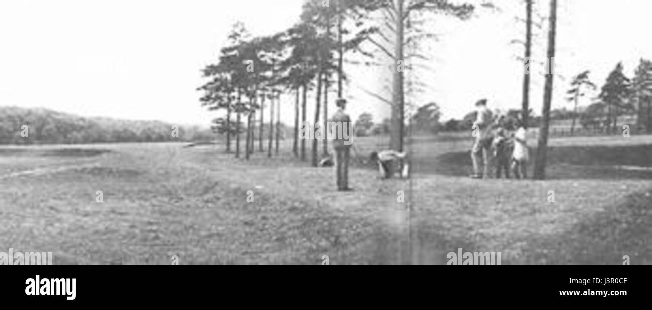 Le 7ème trou du club de golf Ilkley, situé à Ilkley, en Angleterre, fait partie du parcours pittoresque et difficile du club, offrant une vue sur la campagne environnante. Banque D'Images