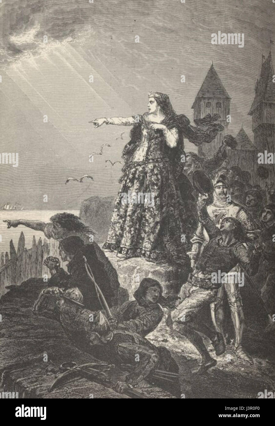 Ce titre fait probablement référence à une entrée dans l'histoire de France de Guizot, mettant l'accent sur la vie et l'héritage de Jeanne de Flandre, une figure historique clé de l'histoire médiévale française. Banque D'Images