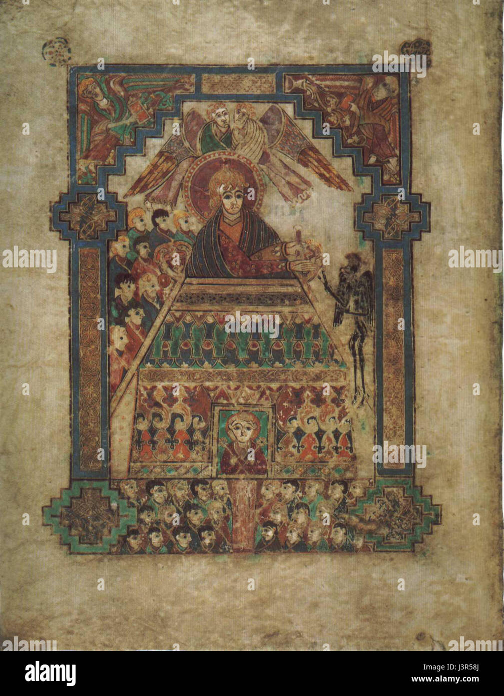 La « tentation du Christ » est une représentation bien connue du Livre de Matthieu, illustrée dans le Livre de Kells. L'image montre Christ tenté par le diable pendant ses 40 jours dans le désert. Banque D'Images