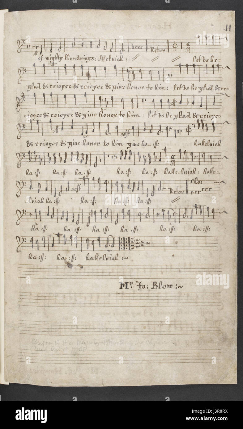 John Blow et j'entendis une voix forte. (BL Ajouter MS 50860 f. 4r) Banque D'Images