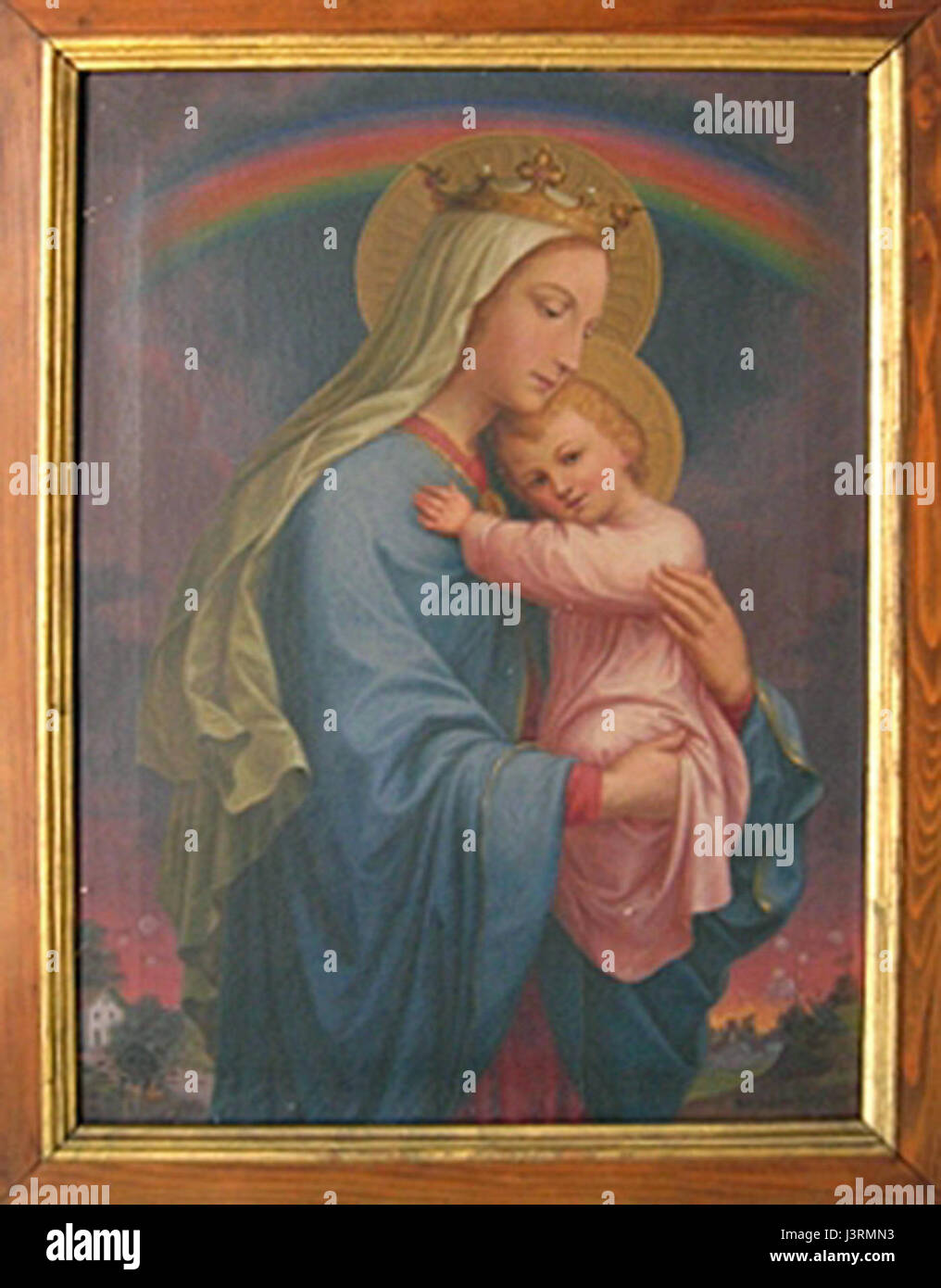 'Kluibenschedl Maria mit Kind' est une œuvre d'art représentant la Vierge Marie avec l'enfant. La pièce reflète les thèmes religieux et les styles artistiques de son époque, représentant la maternité et la figure sainte de Marie. Banque D'Images