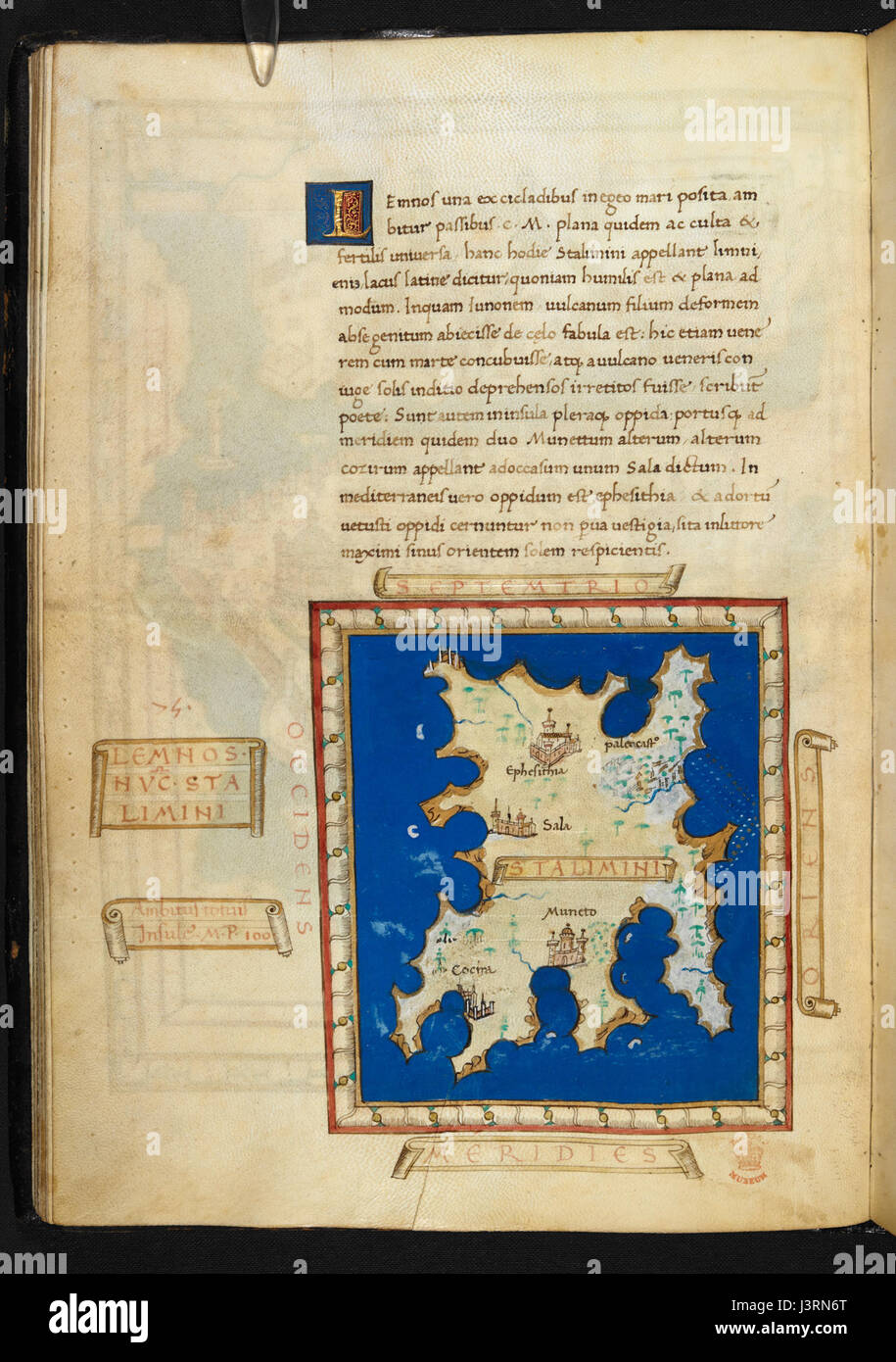 Insularium Illustratum (MS supplémentaires 15760, f.40v) Banque D'Images