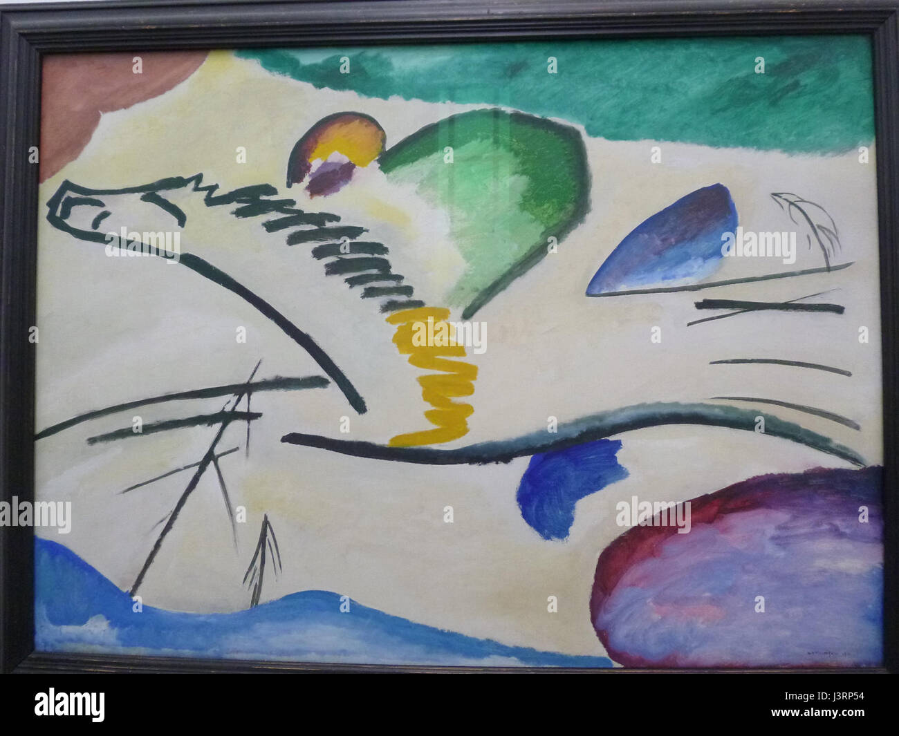 Cette œuvre de 1911, 'Lyrisches' de Wassily Kandinsky, met en valeur l'expressionnisme abstrait, marquant un développement important dans l'évolution de l'art moderne, en particulier dans le domaine de la théorie des couleurs et de l'abstraction. Banque D'Images Cette œuvre de 1911, 'Lyrisches' de Wassily Kandinsky, met en valeur l'expressionnisme abstrait, marquant un développement important dans l'évolution de l'art moderne, en particulier dans le domaine de la théorie des couleurs et de l'abstraction. Banque D'Images