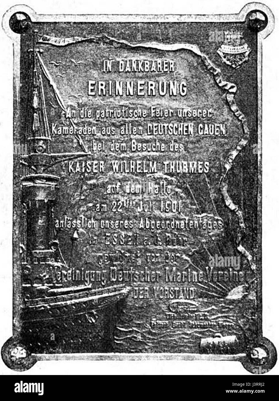 Kaiser Wilhelm Turm Essen, Gedenktafel Banque D'Images Kaiser Wilhelm Turm Essen, Gedenktafel Banque D'Images