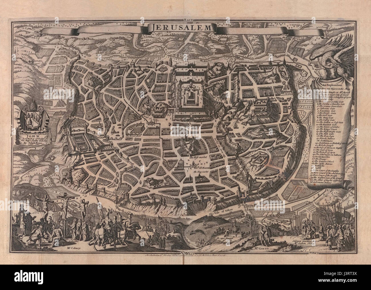 Jérusalem au très révérend père en Dieu John Lord évêque de Chester Ce Mapp est dédié humblement par Joseph Moxon Banque D'Images