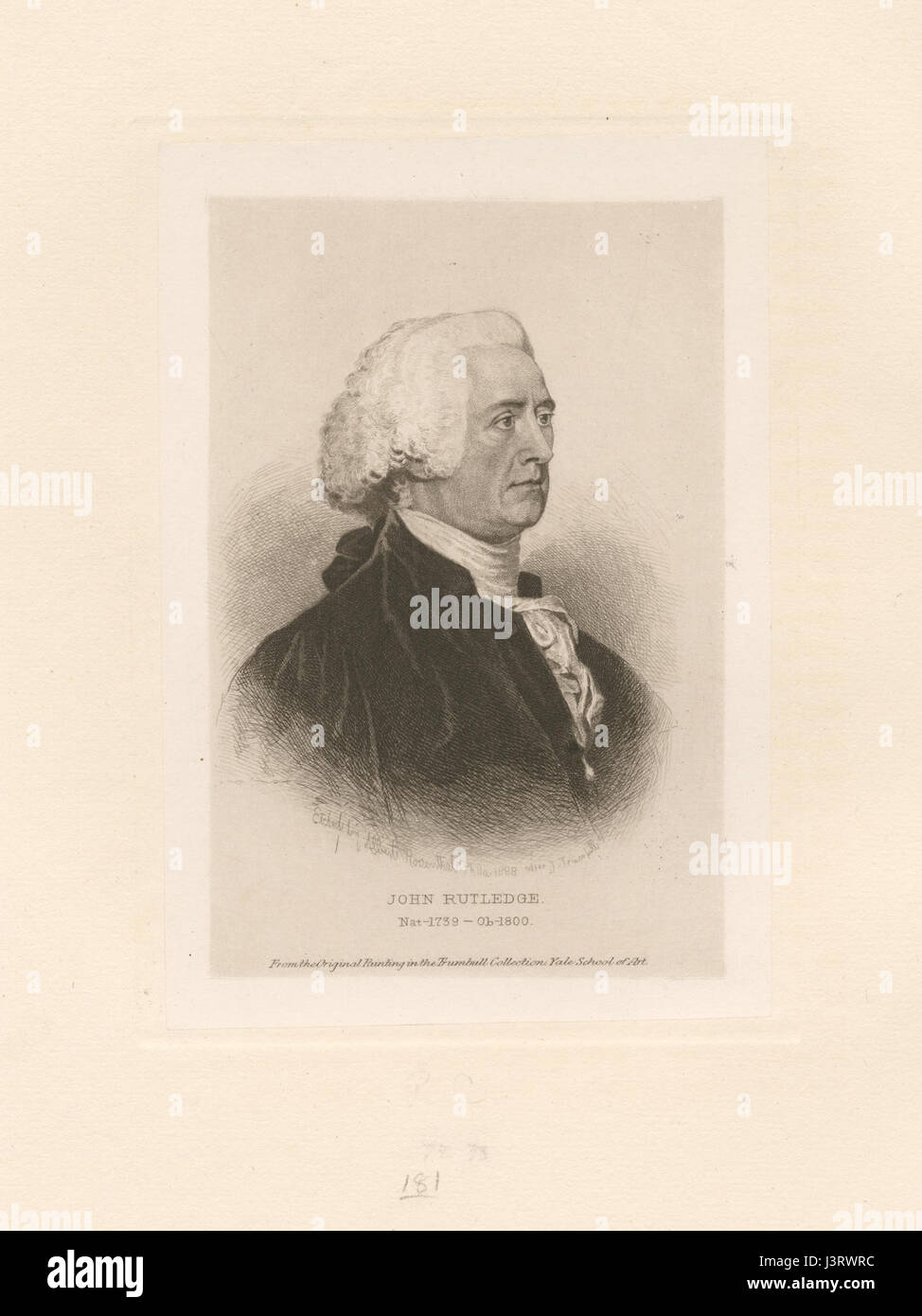 John Rutledge était un avocat et homme politique américain, connu pour ses contributions à la fondation des États-Unis, servant en tant que délégué au Congrès continental et en tant que 2e président de la Cour suprême des États-Unis. Banque D'Images