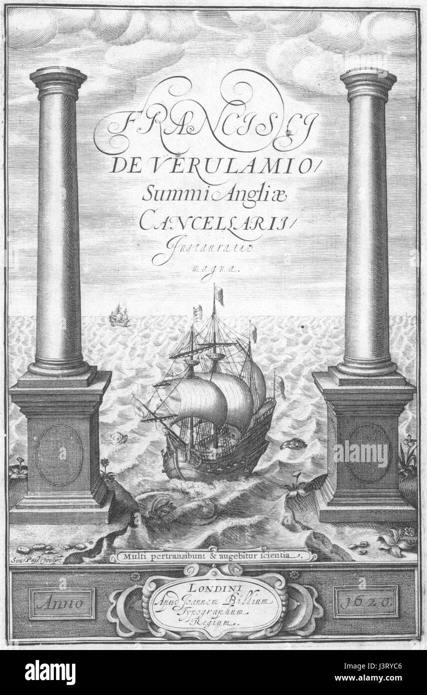 *Instauratio Magna* est un travail intellectuel important de Francis Bacon, publié en 1620, qui décrit sa vision pour une nouvelle méthode scientifique et une approche systématique de la connaissance, jetant les bases de la recherche scientifique moderne. Banque D'Images