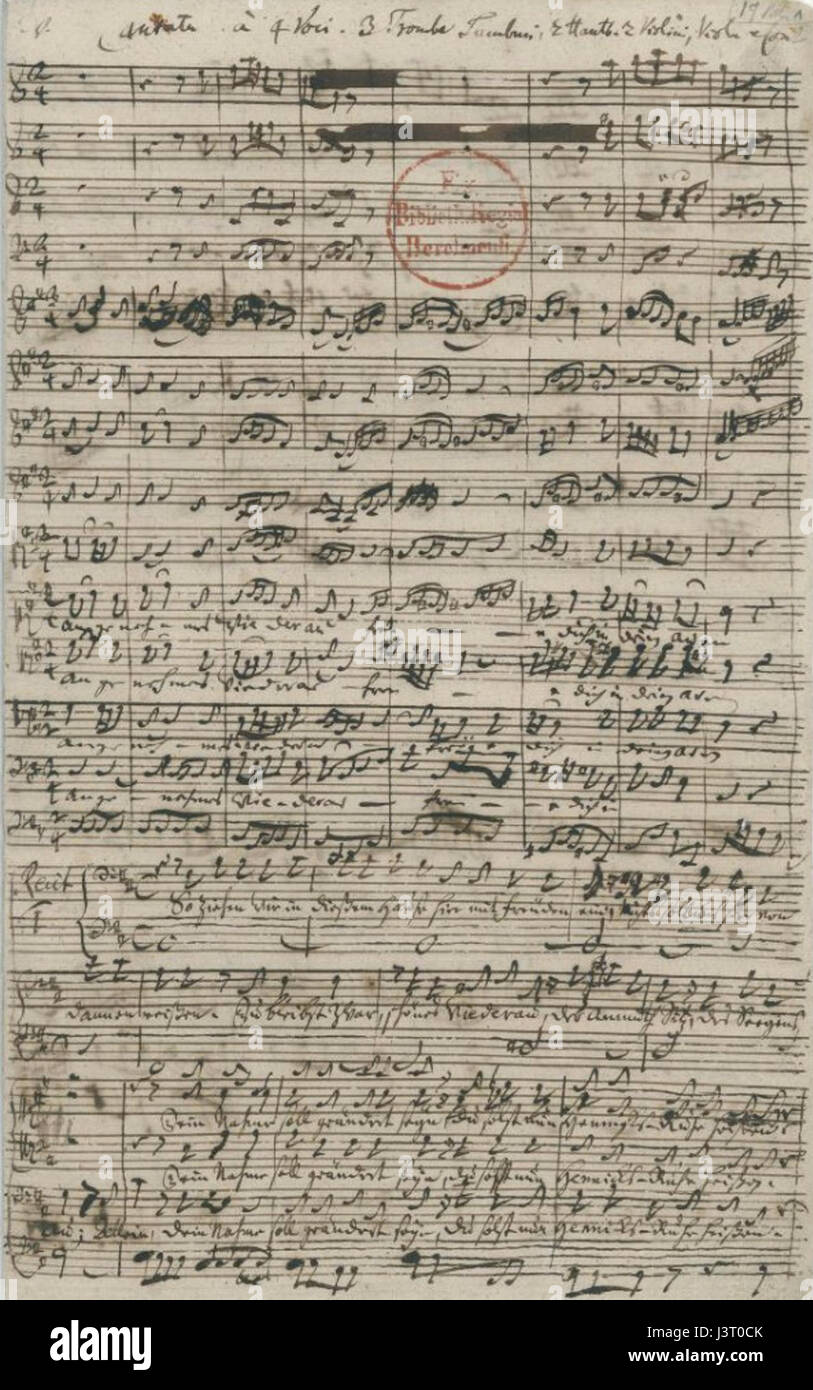 Johann Sebastian Bach, Angenehmes Wiederau, manuscrit Banque D'Images