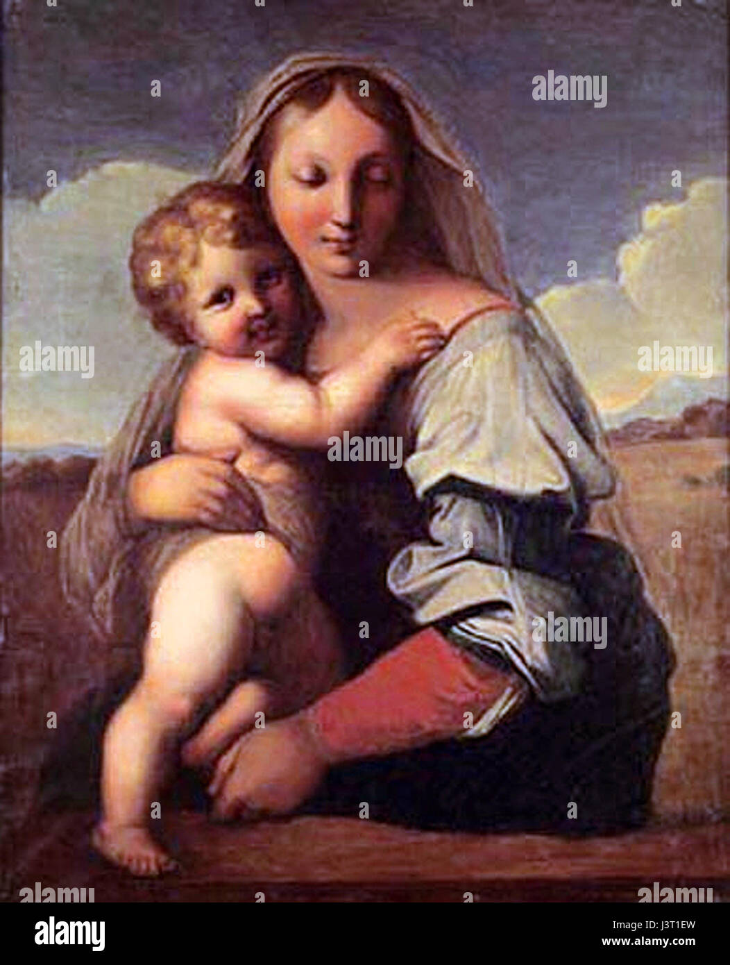 'Ingres Madonna After Raphael' est une peinture célèbre de Jean Auguste Dominique Ingres, basée sur 'Madonna' de Raphaël et reflétant la maîtrise des techniques classiques par Ingres et son respect pour la Renaissance élargie Banque D'Images