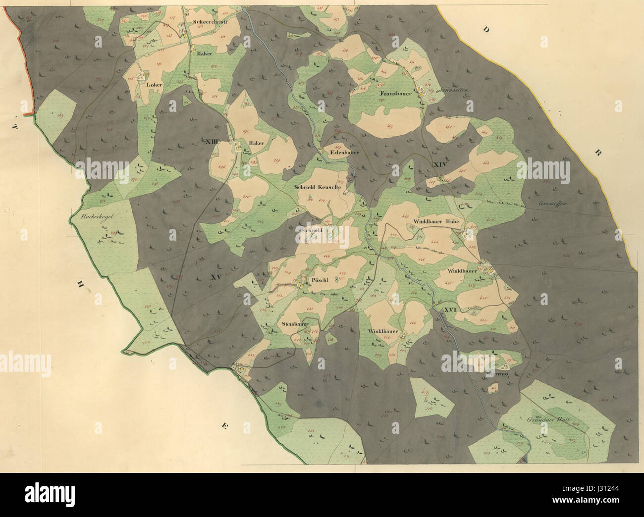 Ce document fait référence à un ensemble de copies de cartes cadastrales, généralement utilisées pour l'enregistrement foncier et la gestion des biens. Ces cartes sont essentielles à des fins juridiques et gouvernementales en matière d'administration des biens fonciers. Banque D'Images