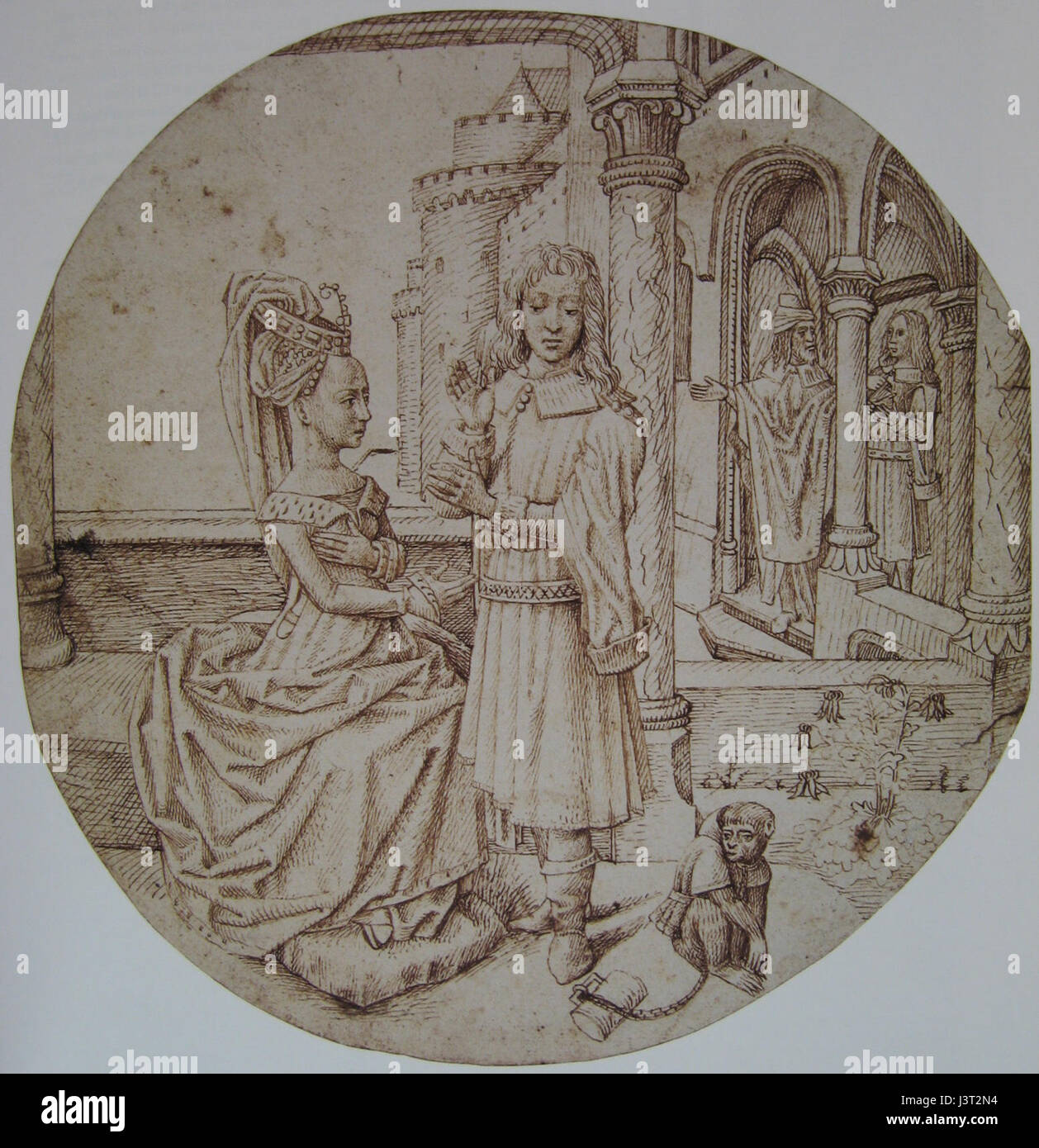 Joseph and Asenath est une œuvre d'art religieuse de Hugo van der Goes, représentant l'histoire biblique du mariage de Joseph avec Asenath. La peinture reflète l'habileté de l'artiste dans la narration biblique intégrée Banque D'Images