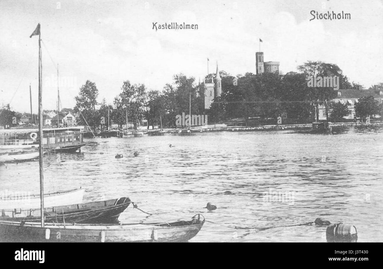 Kastellholmen est une île de Stockholm, en Suède, représentée autour de l'an 1900. Il est connu pour son architecture historique et ses vues panoramiques sur les eaux environnantes. Banque D'Images