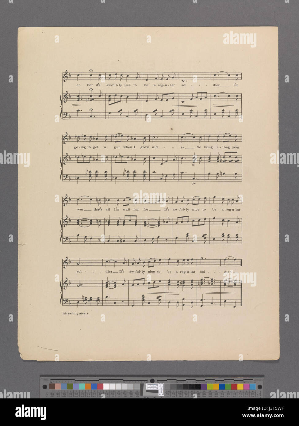 Une illustration historique intitulée « C'est horriblement agréable d'être un soldat régulier » montrant des soldats dans un cadre militaire. L'image représente la vie dans l'armée, capturant la simplicité et les défis auxquels sont confrontés les soldats réguliers pendant leur service. Banque D'Images