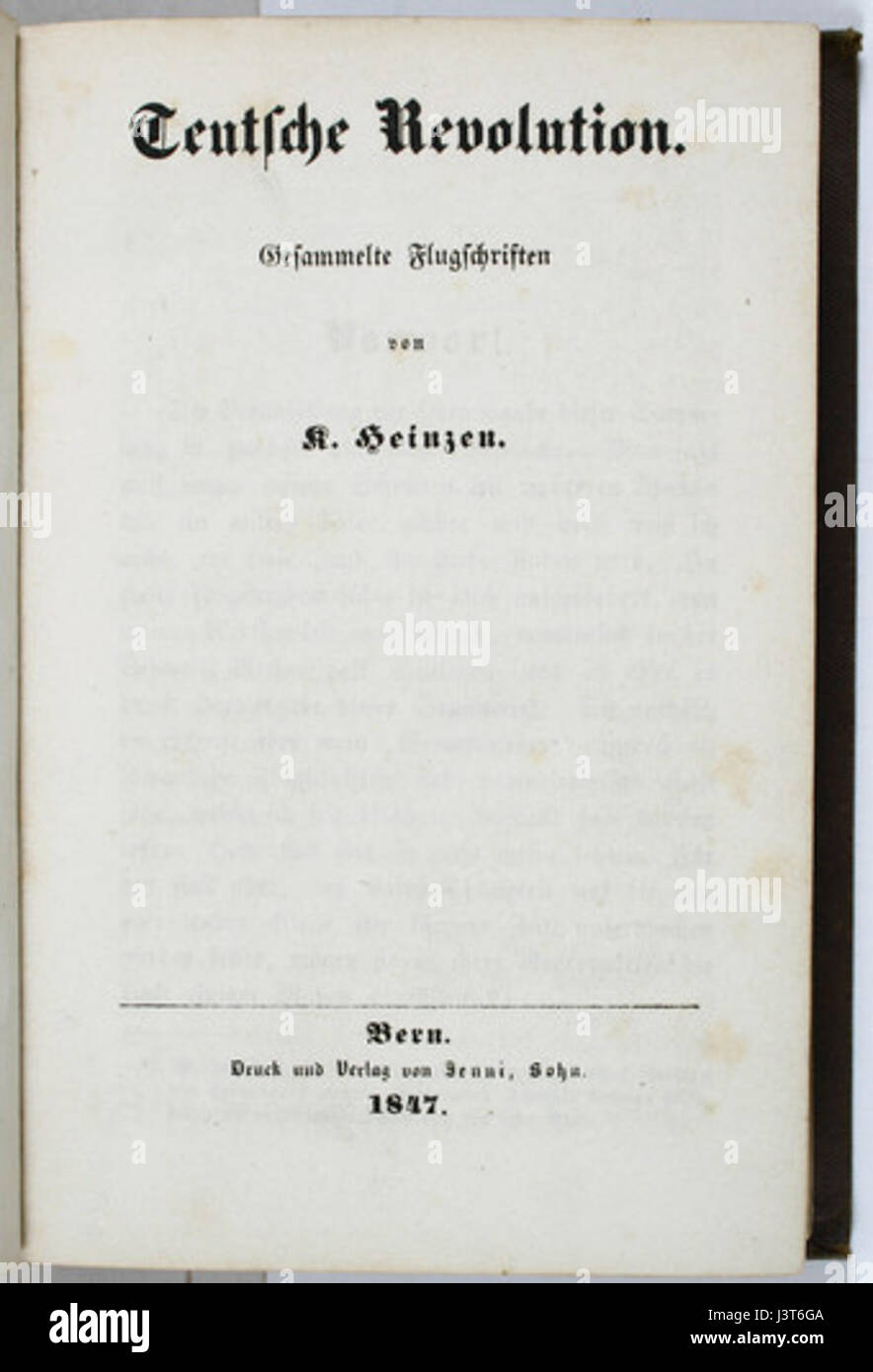 La « Révolution Teutsche » de Karl Heinzen, publiée en 1847, est un ouvrage consacré à la Révolution allemande, abordant les troubles politiques et les changements sociaux dans l'Allemagne du XIXe siècle. Banque D'Images
