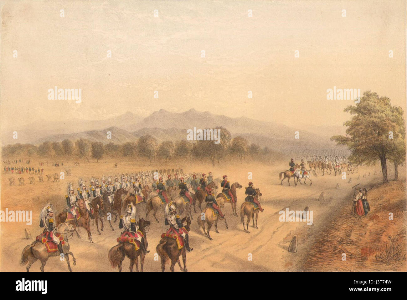 La rencontre entre Napoléon III et l'empereur François-Joseph Ier à Villafranca en 1859, marquant un moment important dans la diplomatie européenne pendant la seconde guerre d'indépendance italienne. Banque D'Images