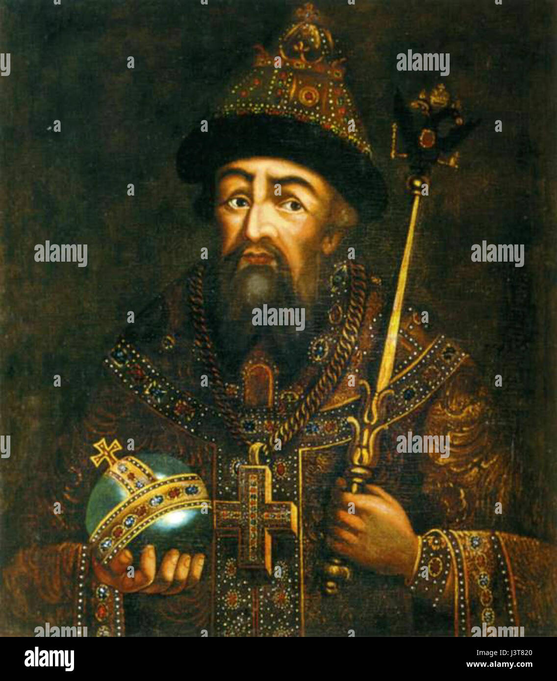 Cette œuvre représente Ivan IV, également connu sous le nom d'Ivan le terrible, par un artiste anonyme du XVIIIe siècle, mettant en évidence le règne du tsar et son contexte historique. Banque D'Images