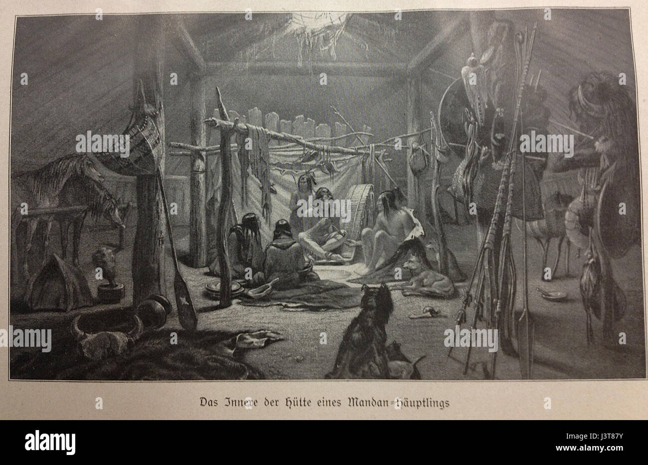 Intérieur du lodge d'un chef mandan Banque D'Images